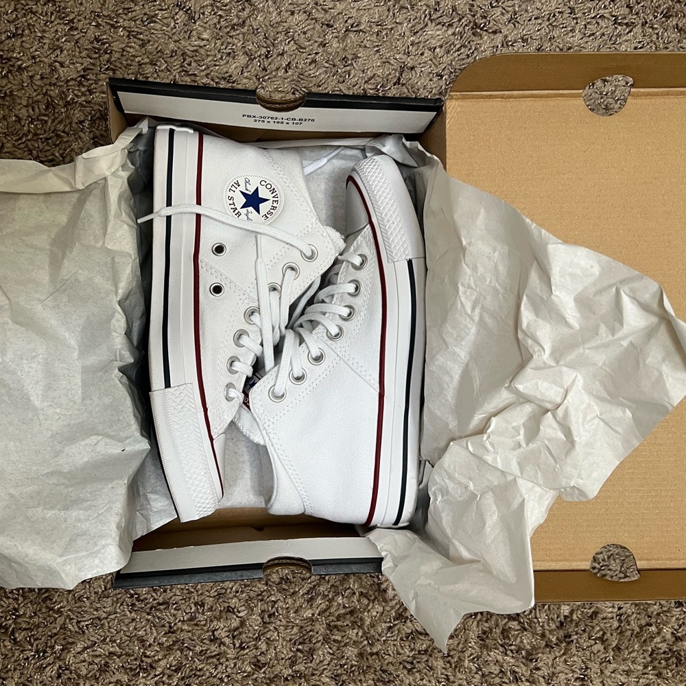 White Converse Mid-Top Size 6